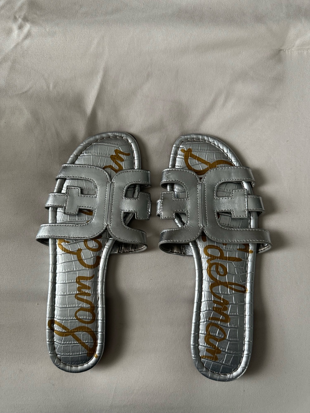 Sam Edelman Silver Slide Sandals